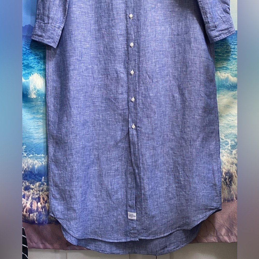 Frank & Eileen Rory Long Sleeve Linen Shirtdress dress Size: M FAMOUS BLUE - Picture 6 of 14